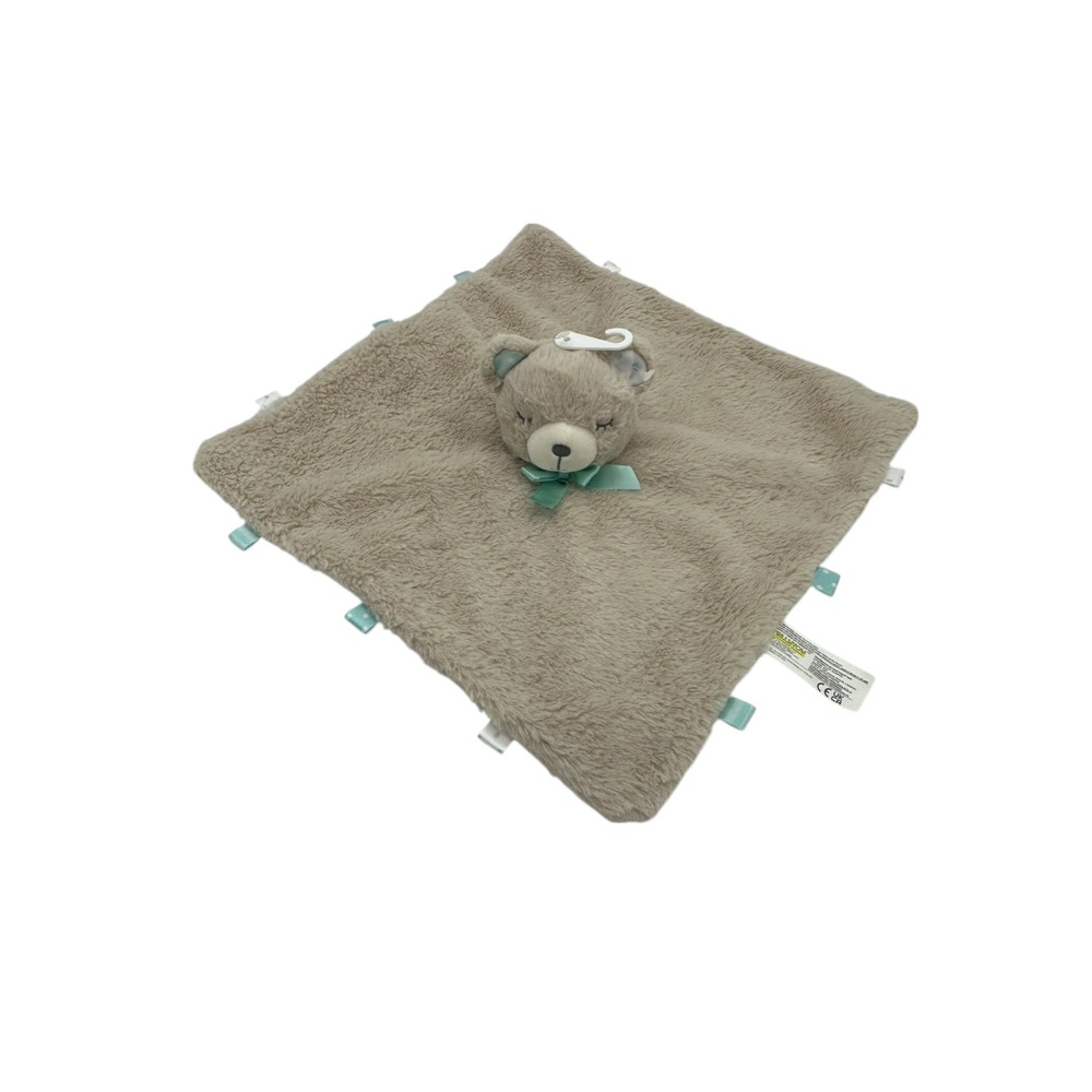 Kelly Toy Teddy‎ Bear Soothie Baby Blanket W Tabbies Security Lovey 14"X14" Soft